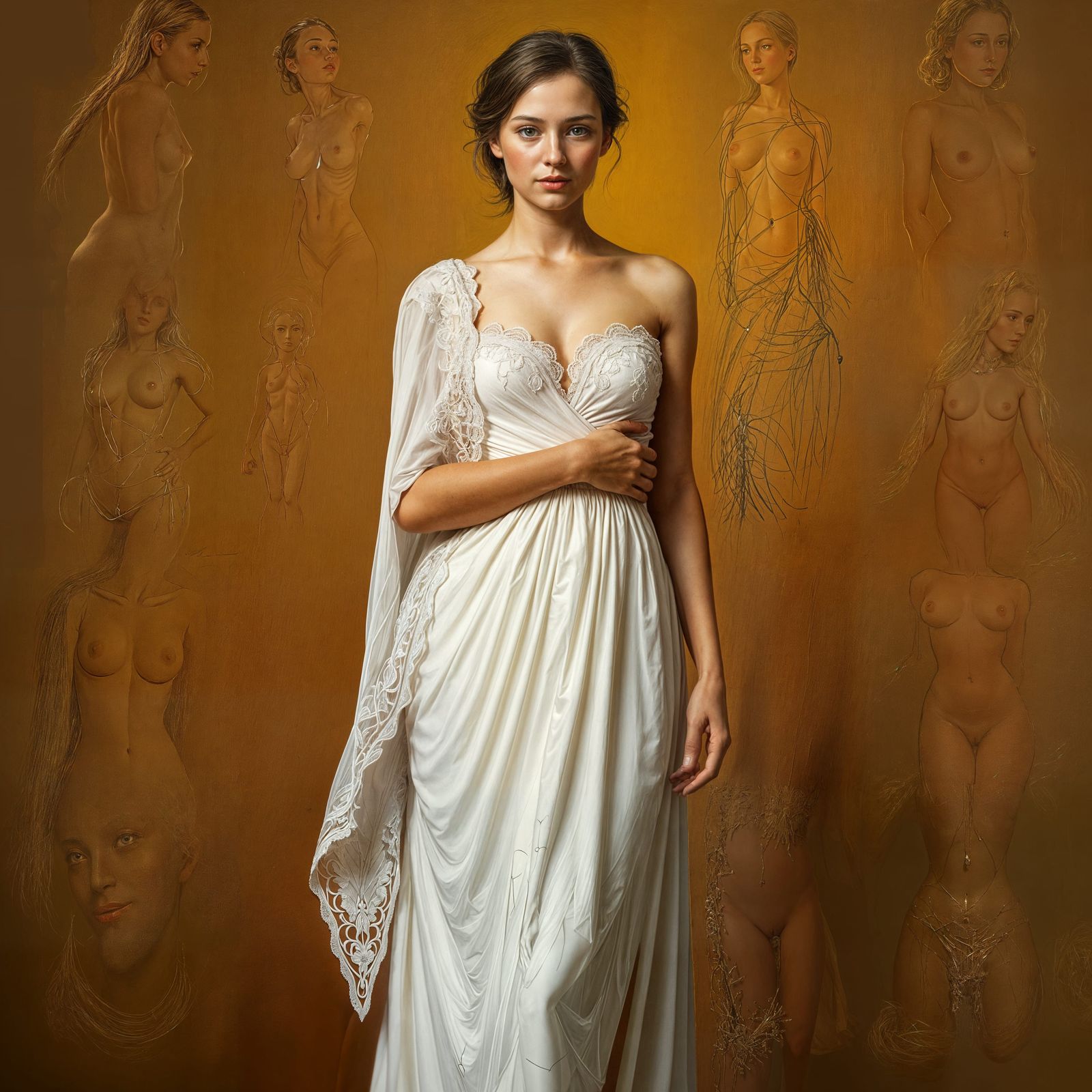 20th Century Artistic Portrait of a Young Woman in Detail