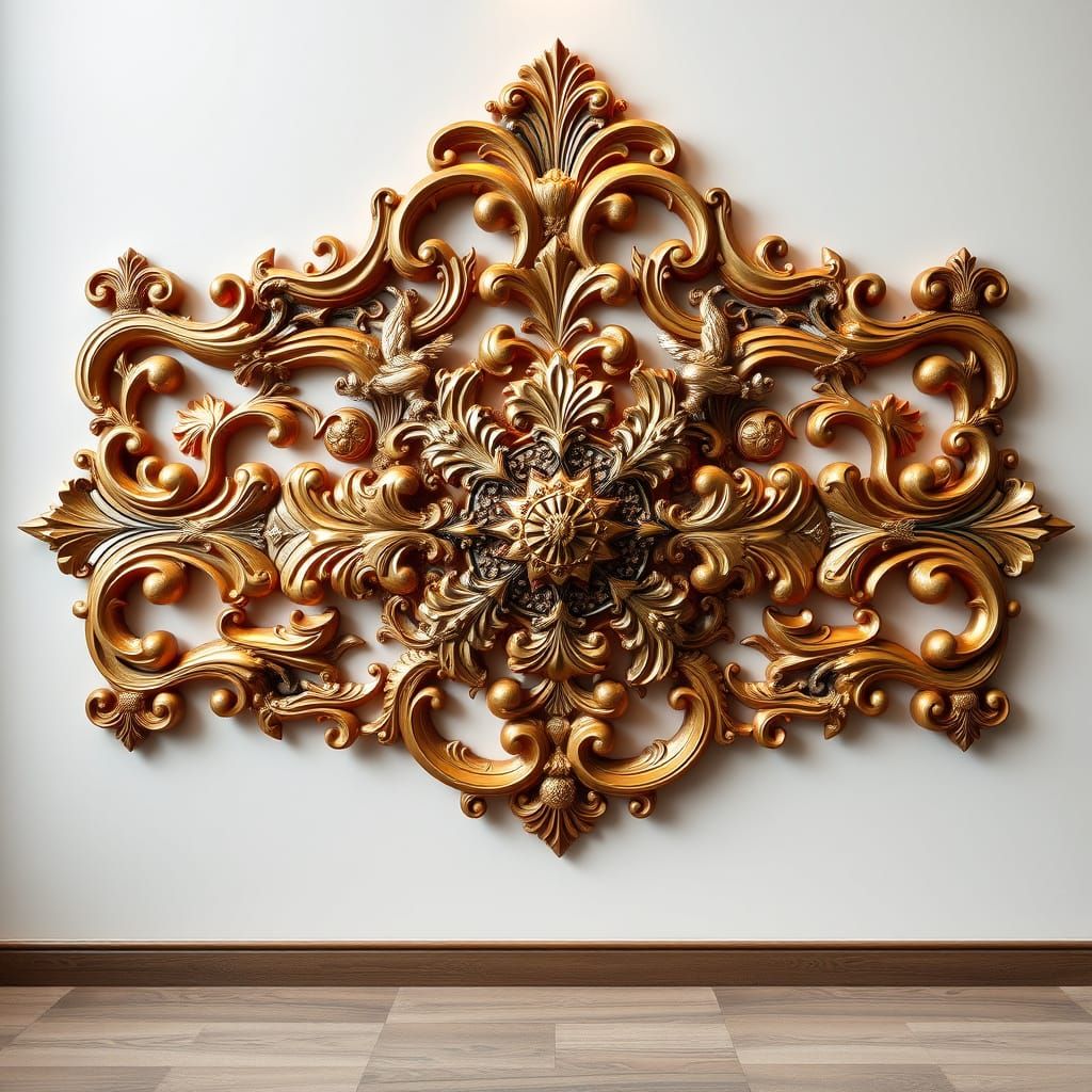 Ornate 3D Baroque Wall Ornament