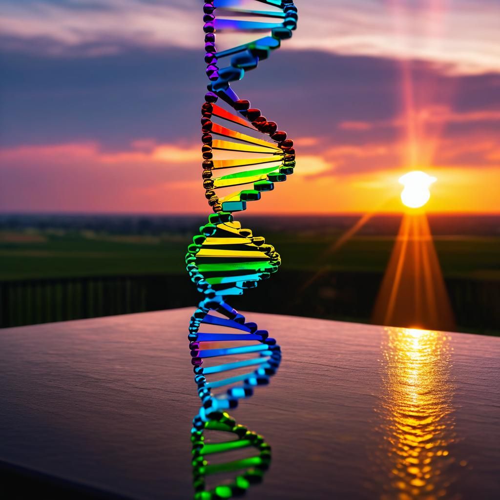 Rainbow Glass Prism DNA Sequence in Sunset Light