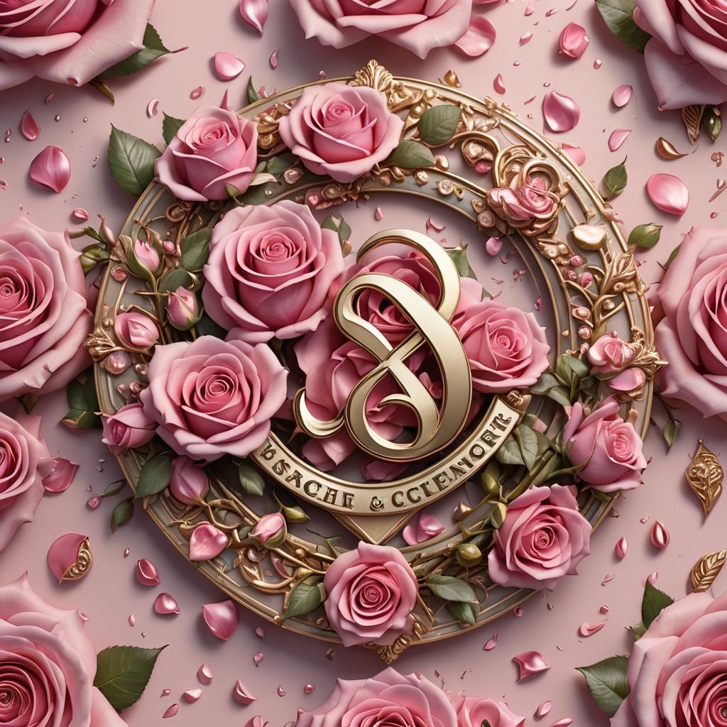 Pink Roses and Breast Cancer Symbol in Digital Art