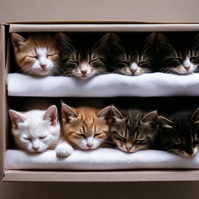 Cute Kittens Cuddling in a Box Photo