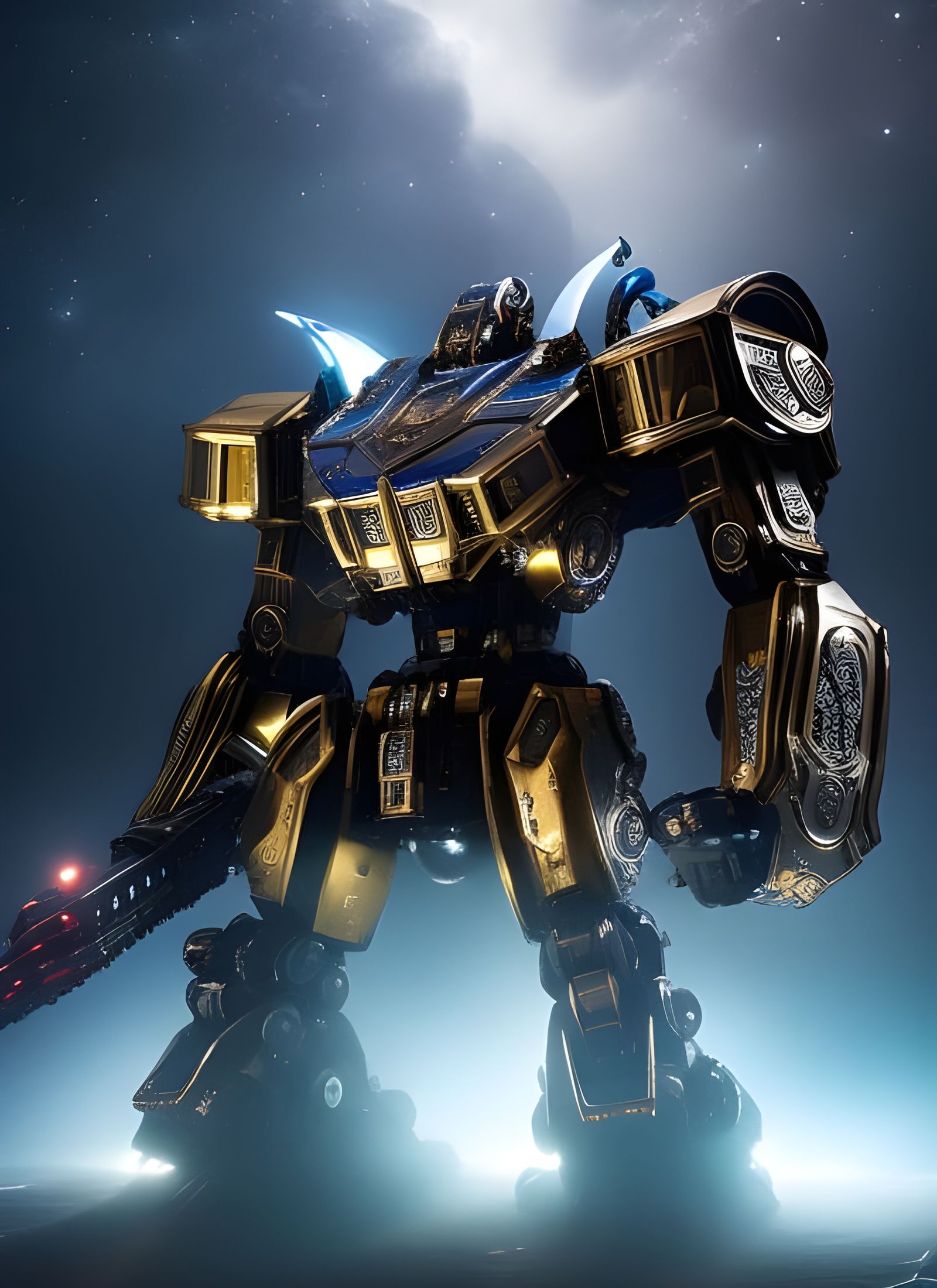 Organic Metal Mecha: Detailed Filigree Portrait