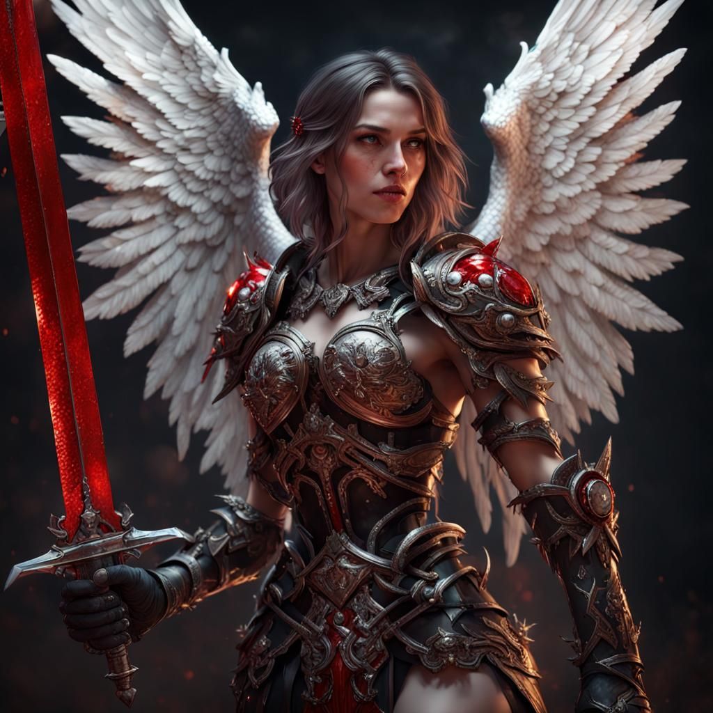 Vengeful Angel in Armor: Dark Fantasy Art