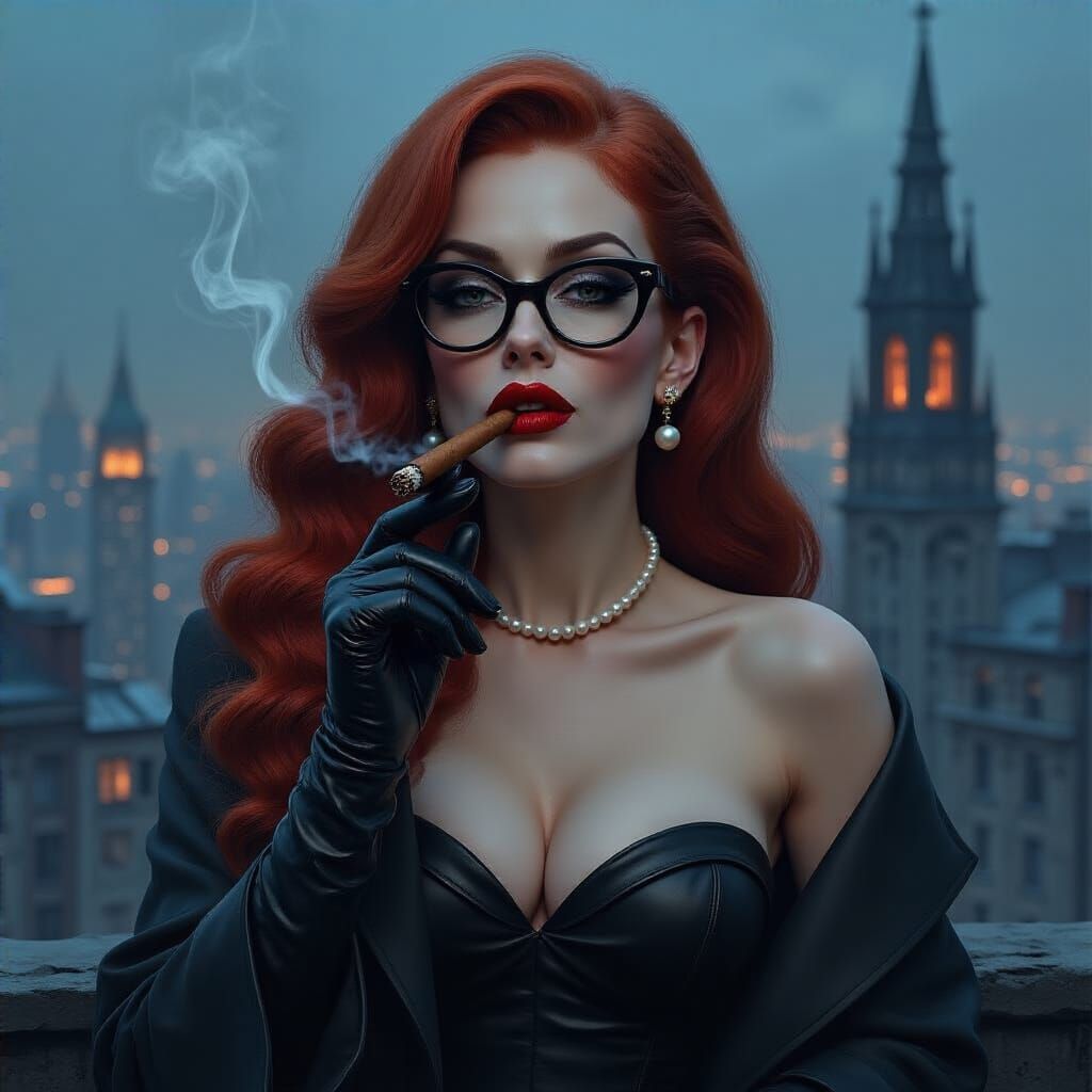 What a cinematic, digital painting profile view of a glamoro...