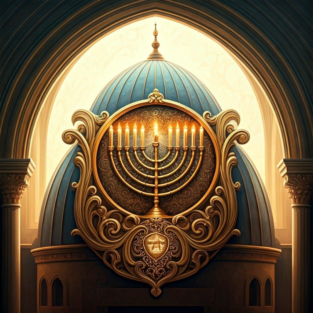 Majestic Synagogue Logo in Oil Painting Style