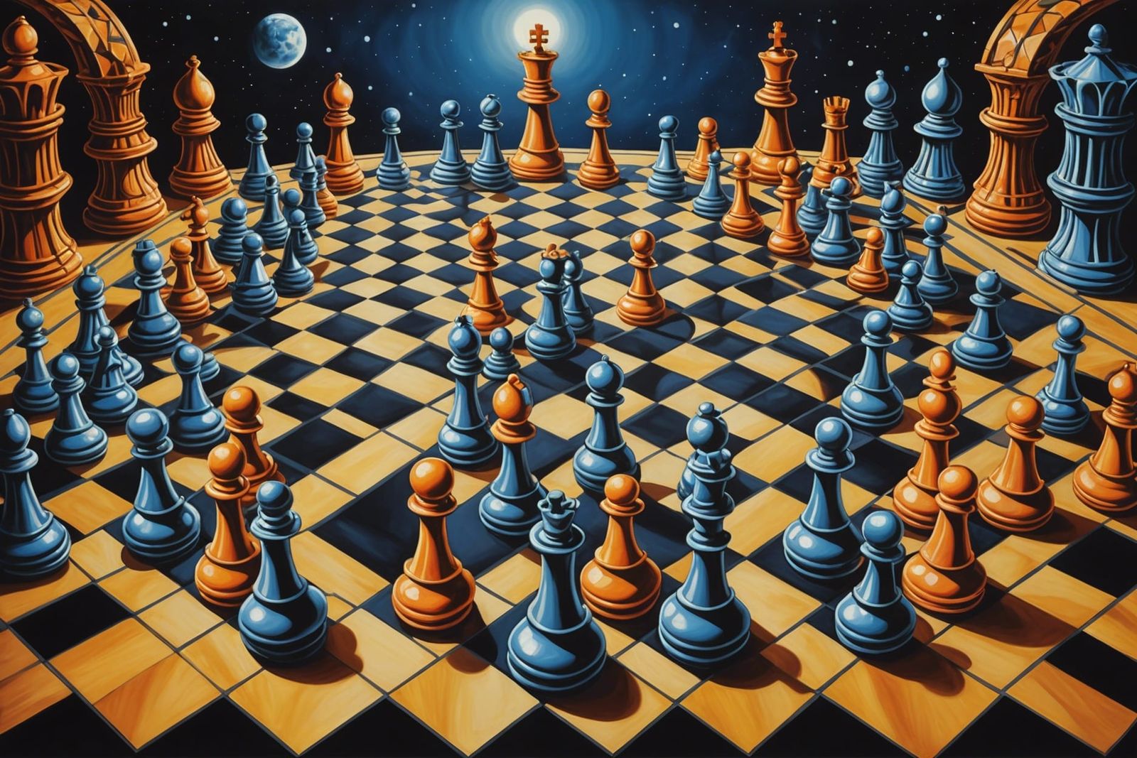 Psychedelic Chess Planet Optical Illusion