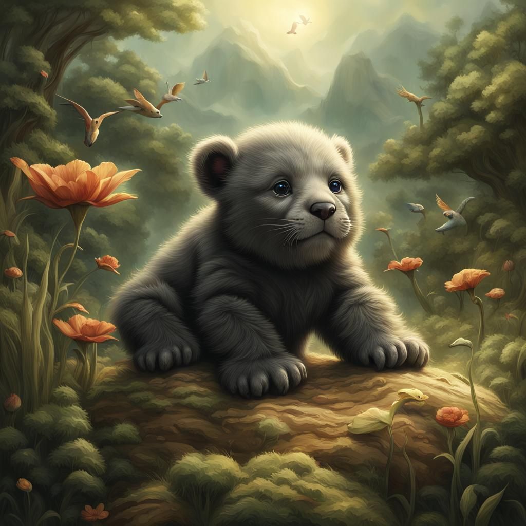 Adorable Baby Animals in Whimsical Fantasy Setting