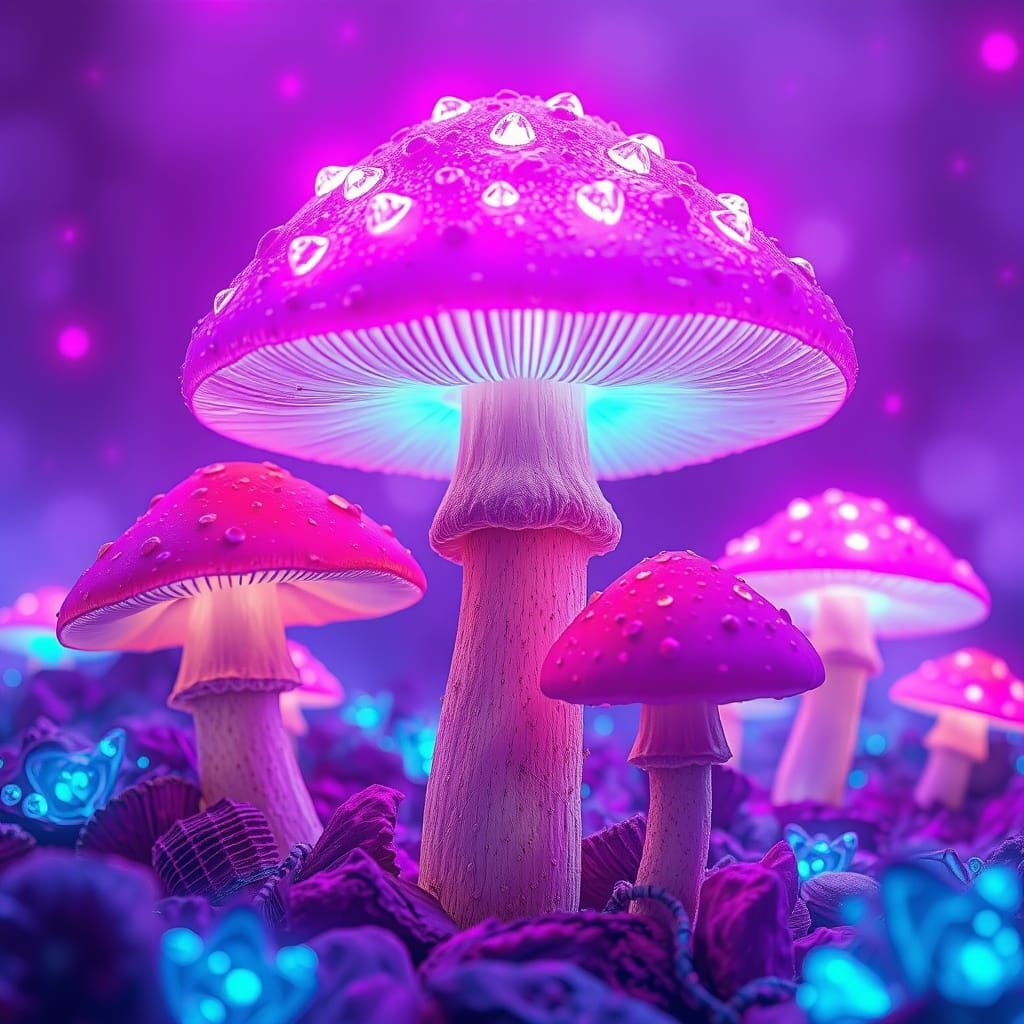 Ethereal Psychedelic Realms in Vibrant Purple, Pink, and Blu...