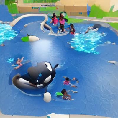 Killer Whale Interacting with Children in Pool