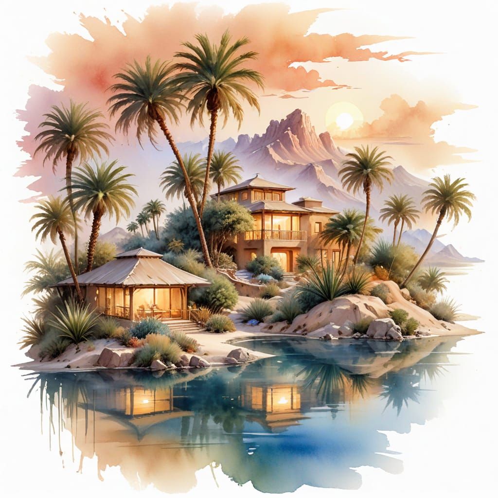 Serene Desert Villa with Tropical Oasis