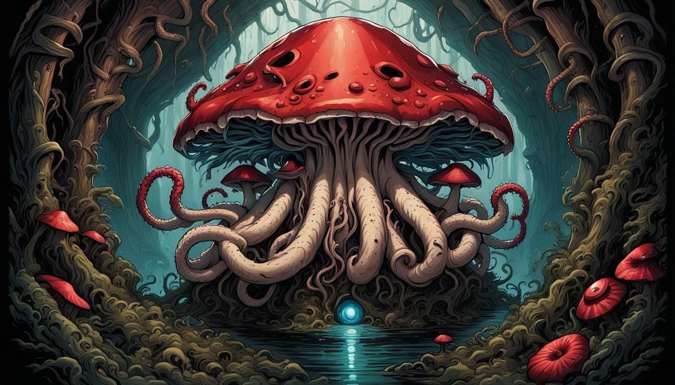 Surreal Spider Kraken God in Comic Book Art