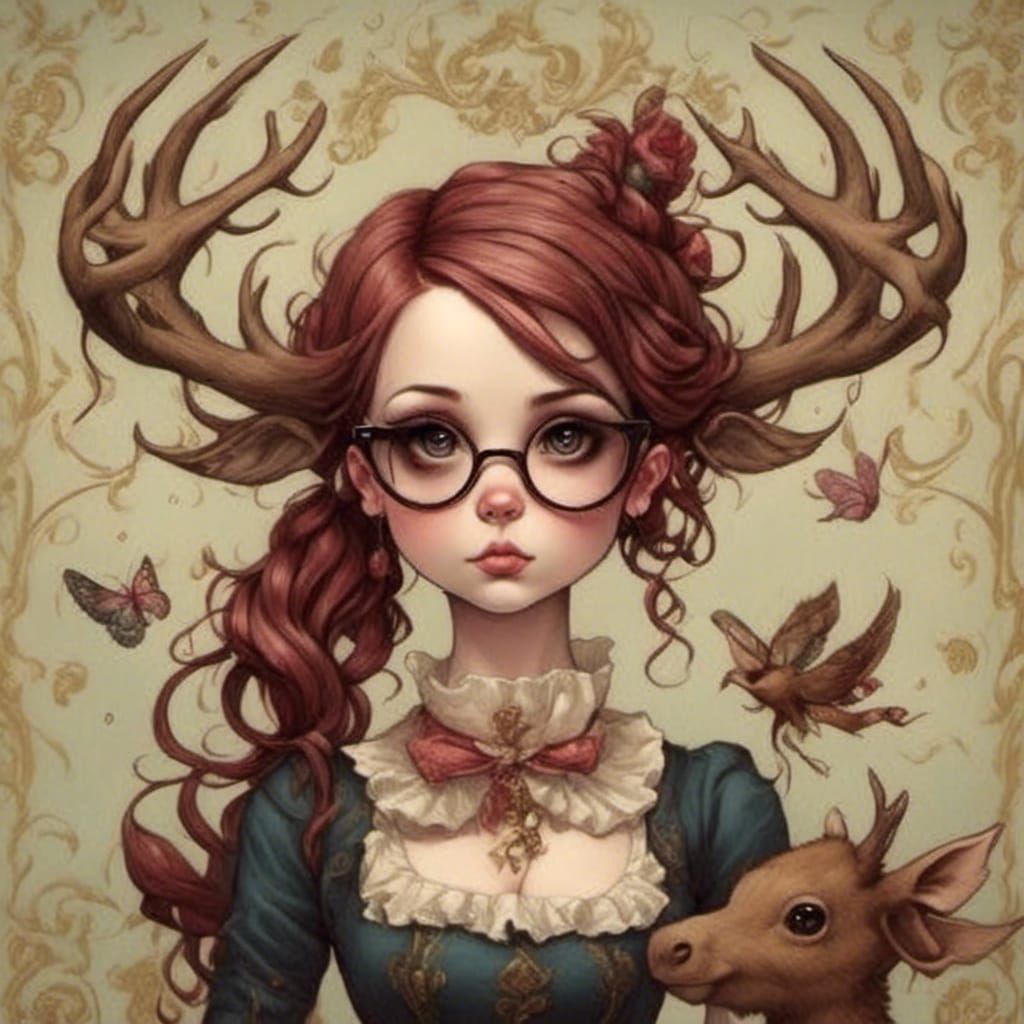 Moose in Mark Ryden Pop Surrealist Style