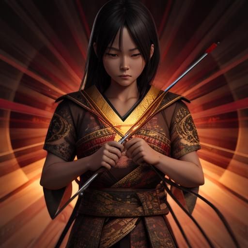Stunning Japanese Woman in Sunset, Hyperrealistic 3D Render