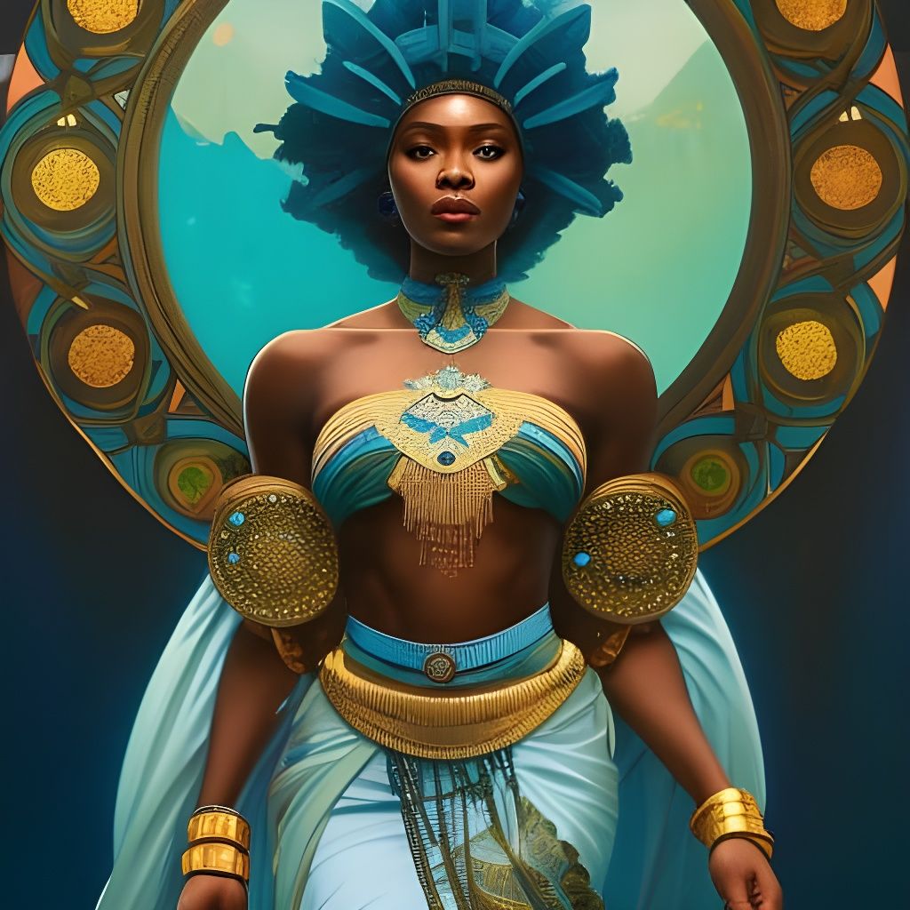 African Goddess Yemoja Rising from Ocean Depths