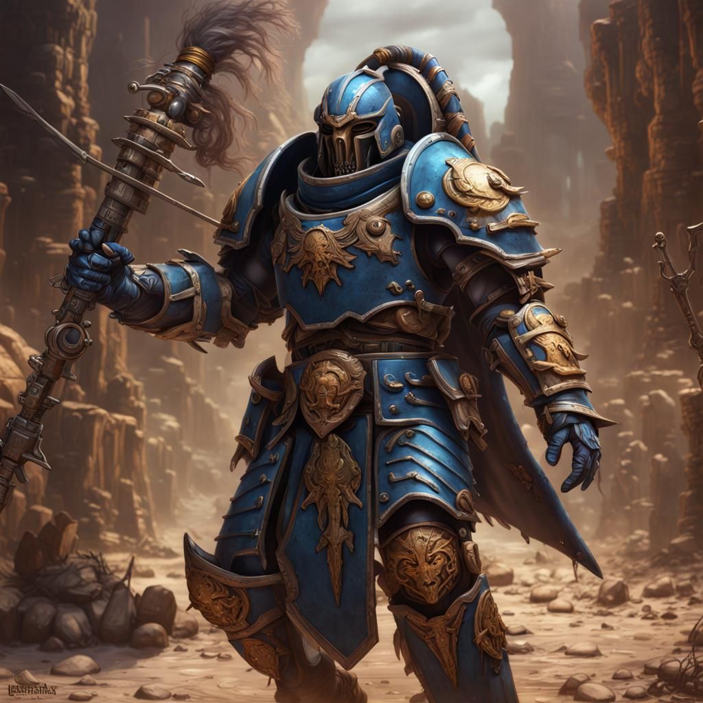 Ultramarine Gladiator in Detailed Matte Painting