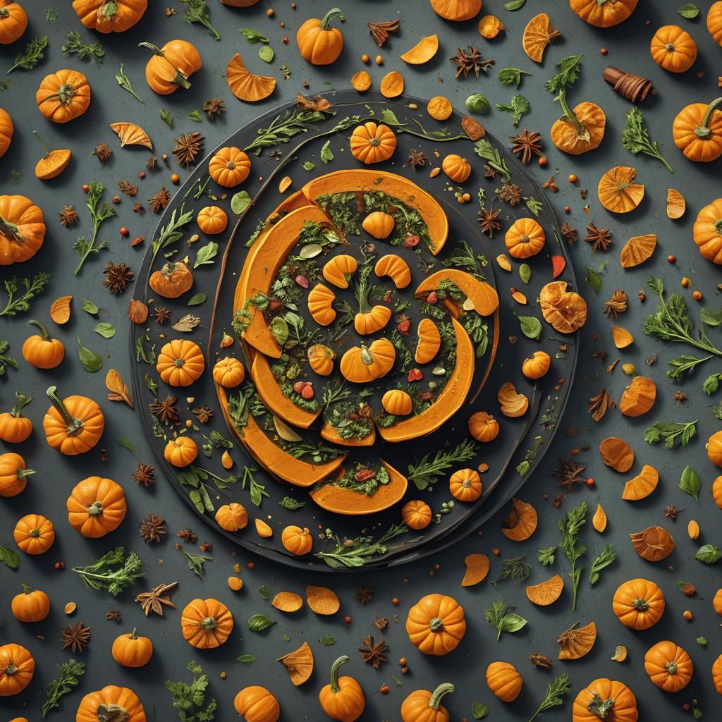 Pumpkin Slice Platter: Detailed Matte Painting
