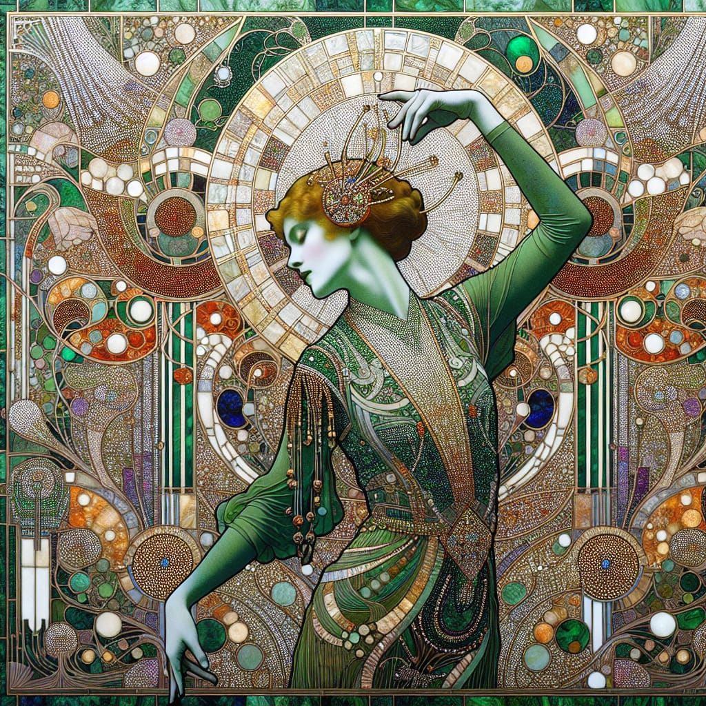 Deco Dancer in Ornate Bauhaus Kinetic Art Style