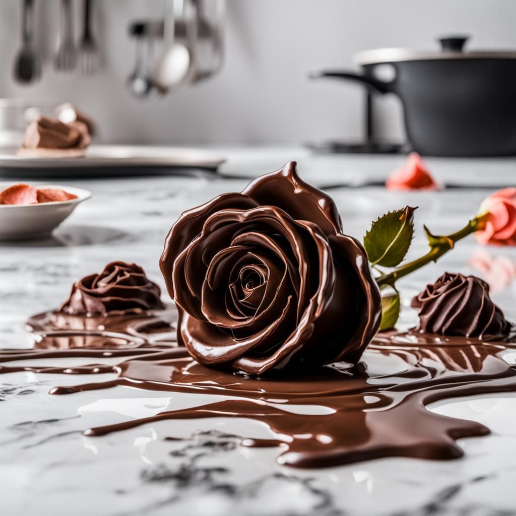 Melting Chocolate Rose: Abstract Art Dessert