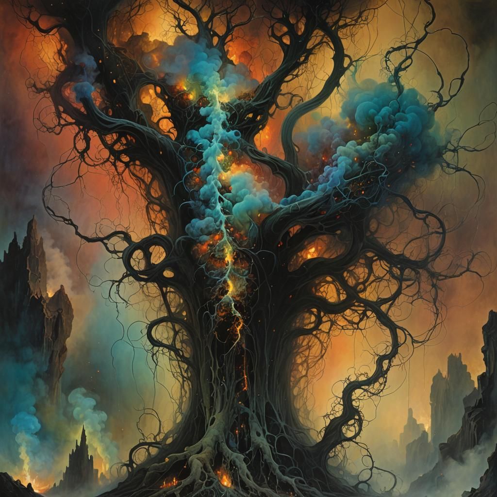 Surreal Abstract Tendrils in Dreamscape Colors