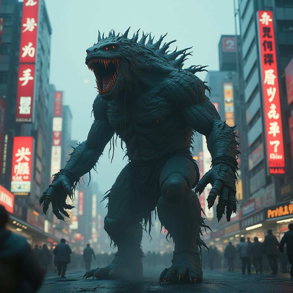 Monster Wreaks Havoc in Tokyo: Photorealistic Destruction