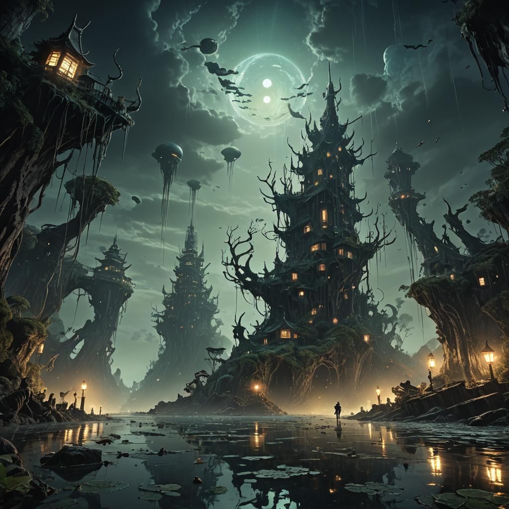 Giant Centipede Coiled Around Earth in Dark Fantasy Style