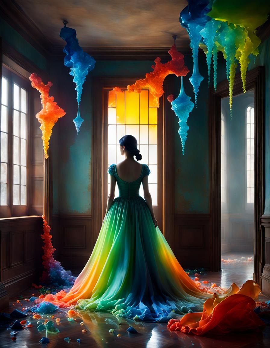 Figurative Form Emerging from Molten Glass