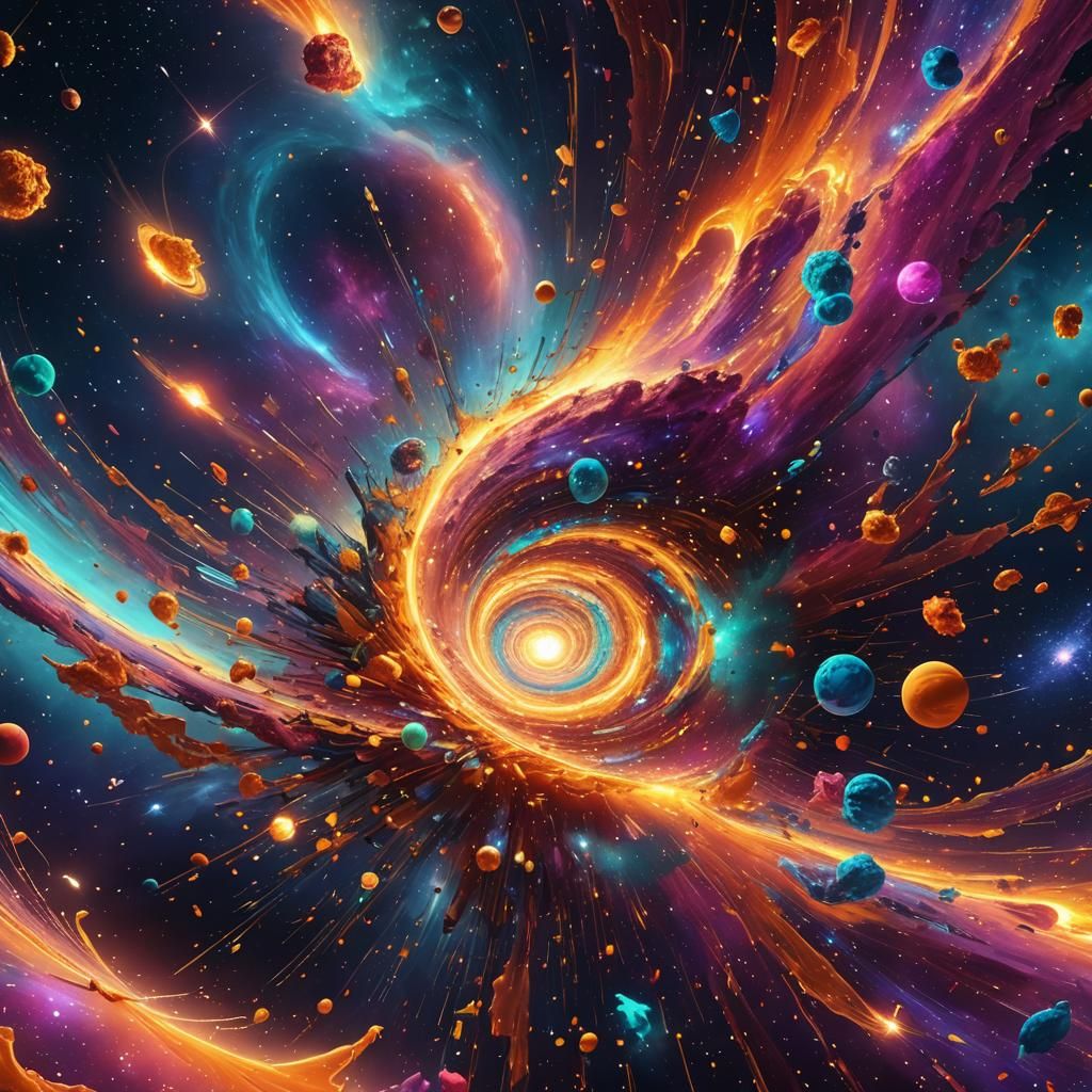 Vibrant Universe Unfolding as 3D Digital Art
