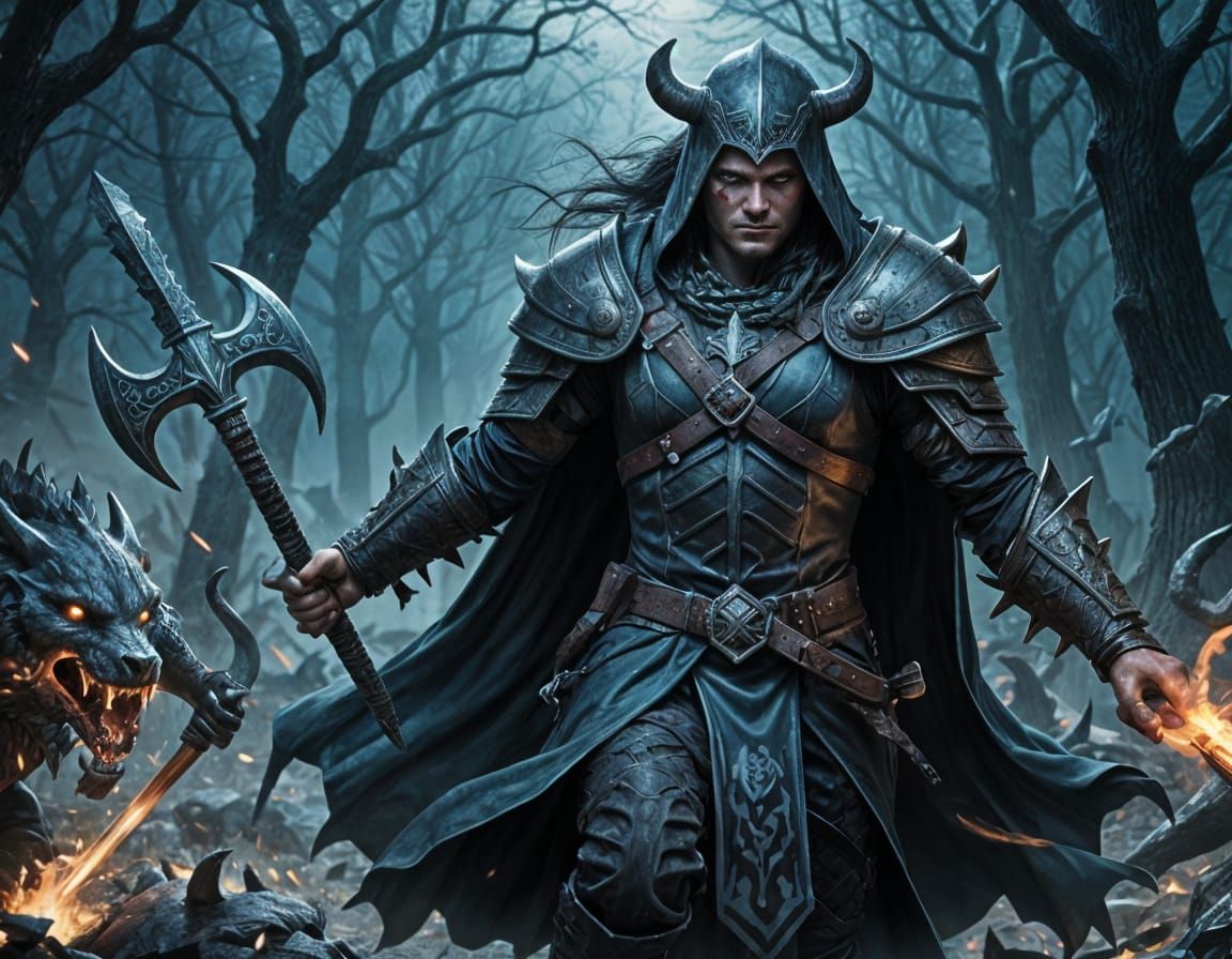 Warrior Charges Necromancer with Double-Headed Axe