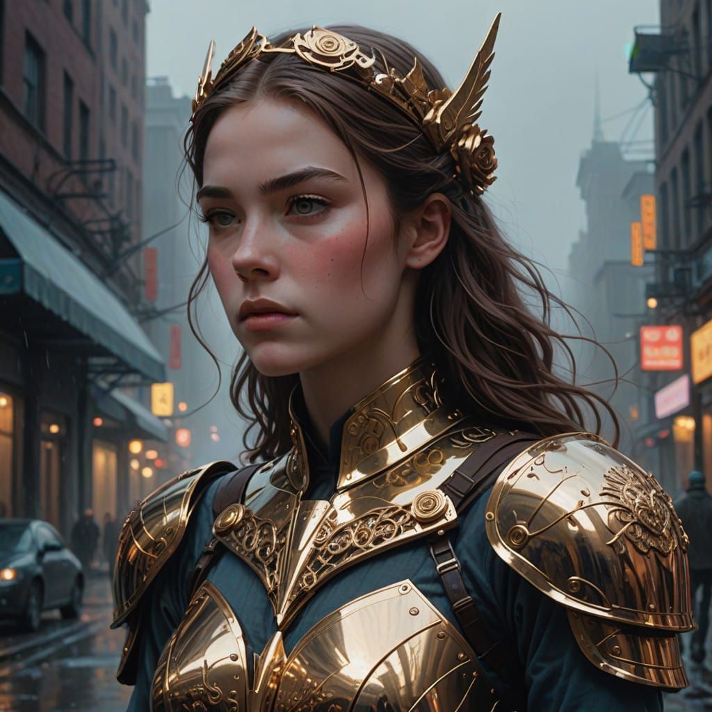 Ethereal Princess in Rose-Gold Armor