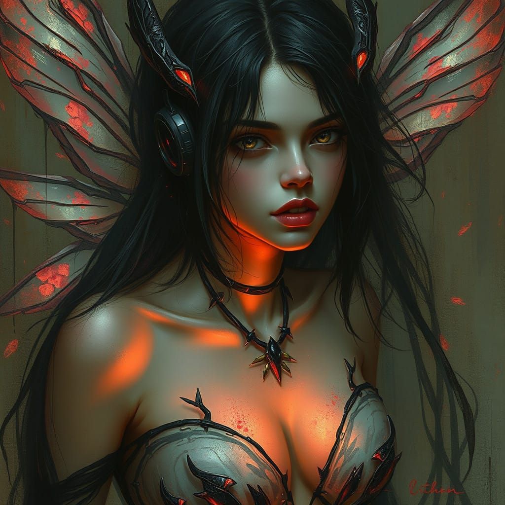 Cyberpunk Pixie in a Dark Gothic Realm