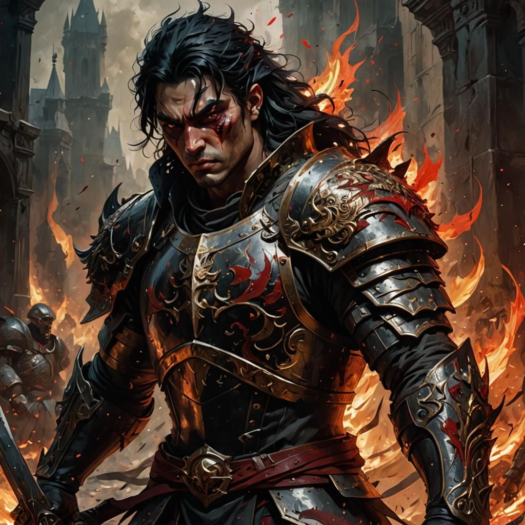 Medieval Warrior in Fury, 16th Century Fantasy Art