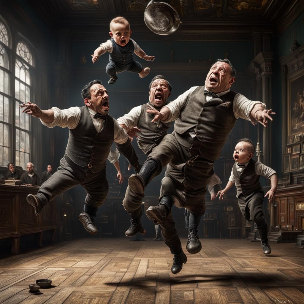 Cavorting Lunatics Play Catch in Zero-G: Surreal HD Photo