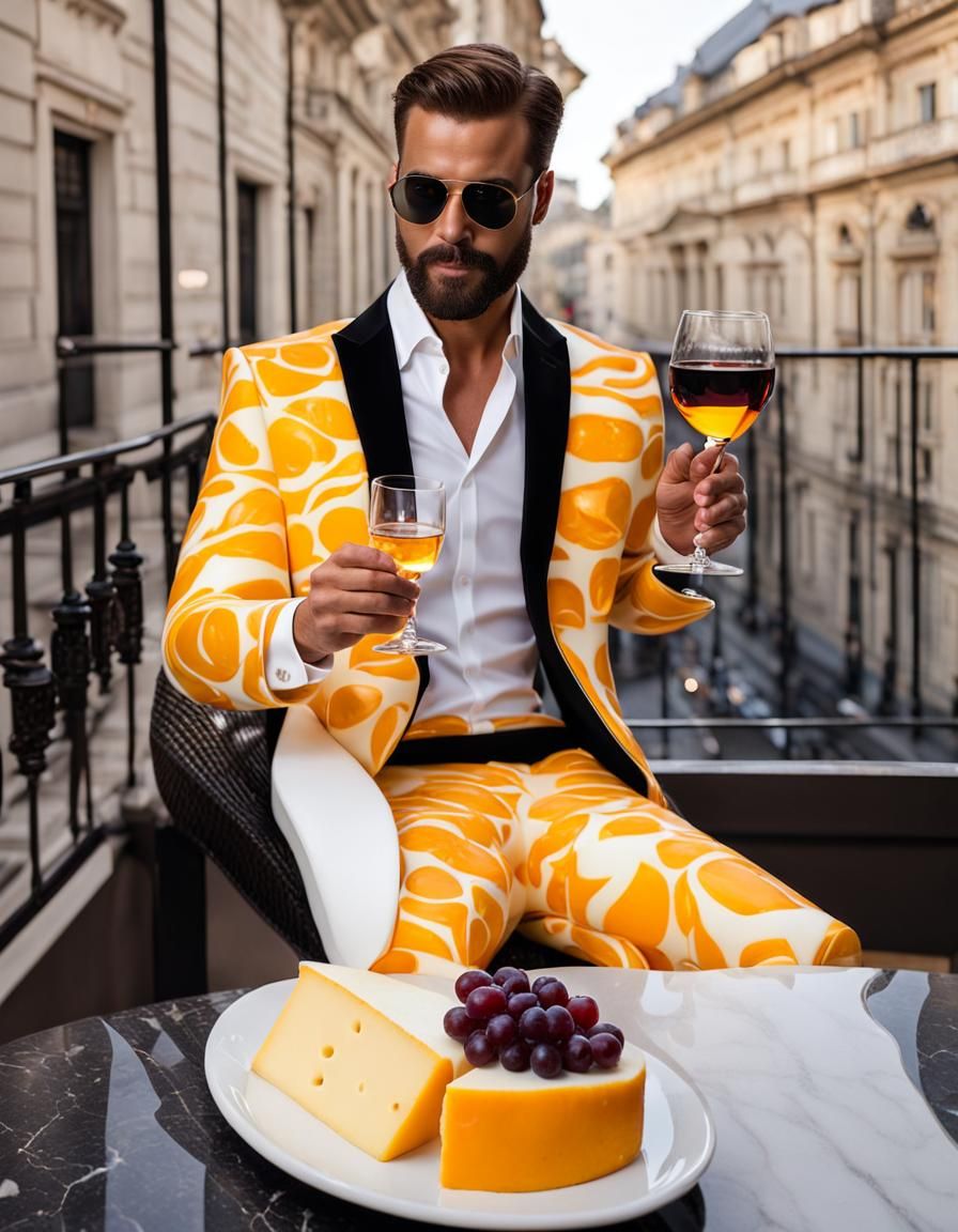 Marble Cheese-Slice Suit, Paired with a Fruity Apple Wine wi...