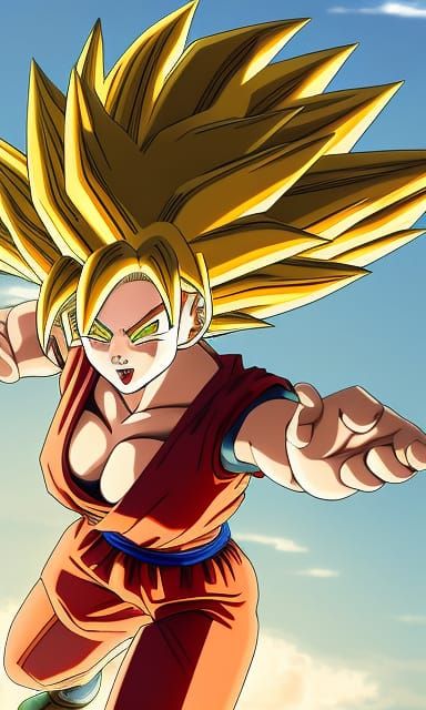 Scarlett Johansson as a Super Saiyan.