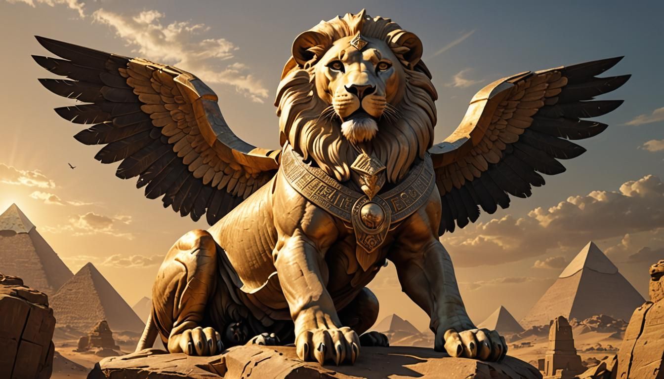 Hyper-Realistic Criocephalic Sphinx Stands Ready to Leap