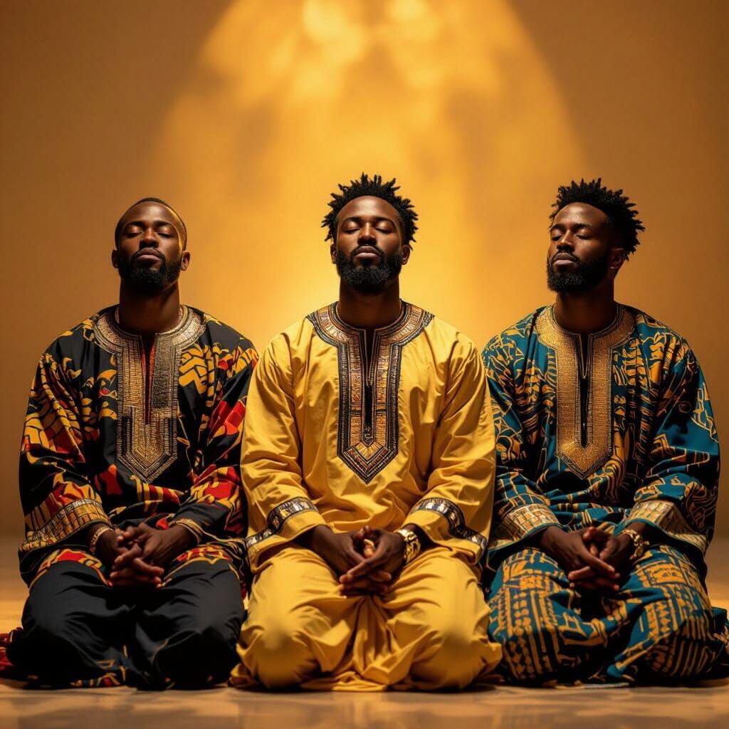 Men in Prayer, Inspired by Contemporary Portraiture