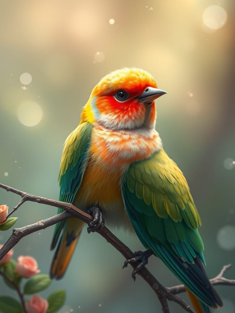 Fischer's Lovebird in Ethereal Fantasy Mist