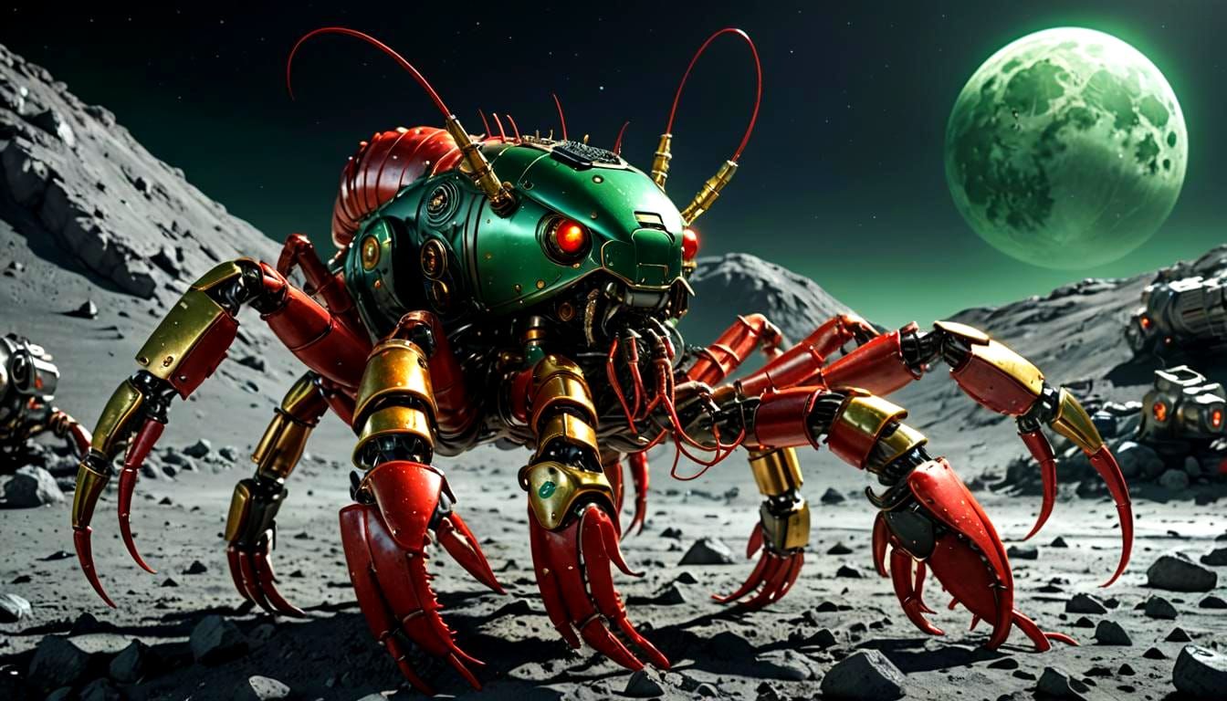 Robot Lobster on the Moon in 4K