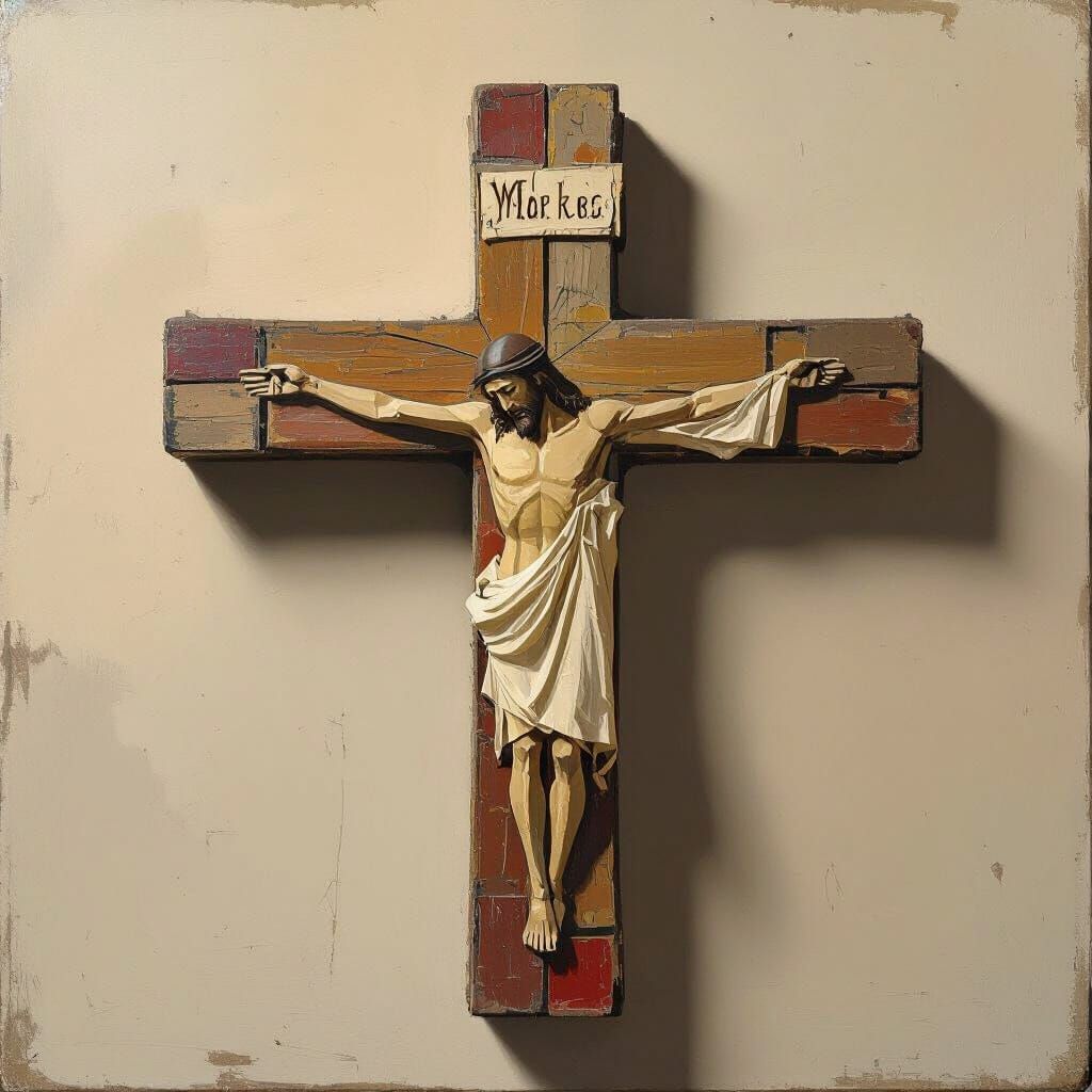 Minimalist Crucifix with Jesus in White Tunic