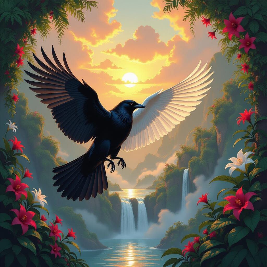 Raven Transforms to Dove in Ethereal Paradise