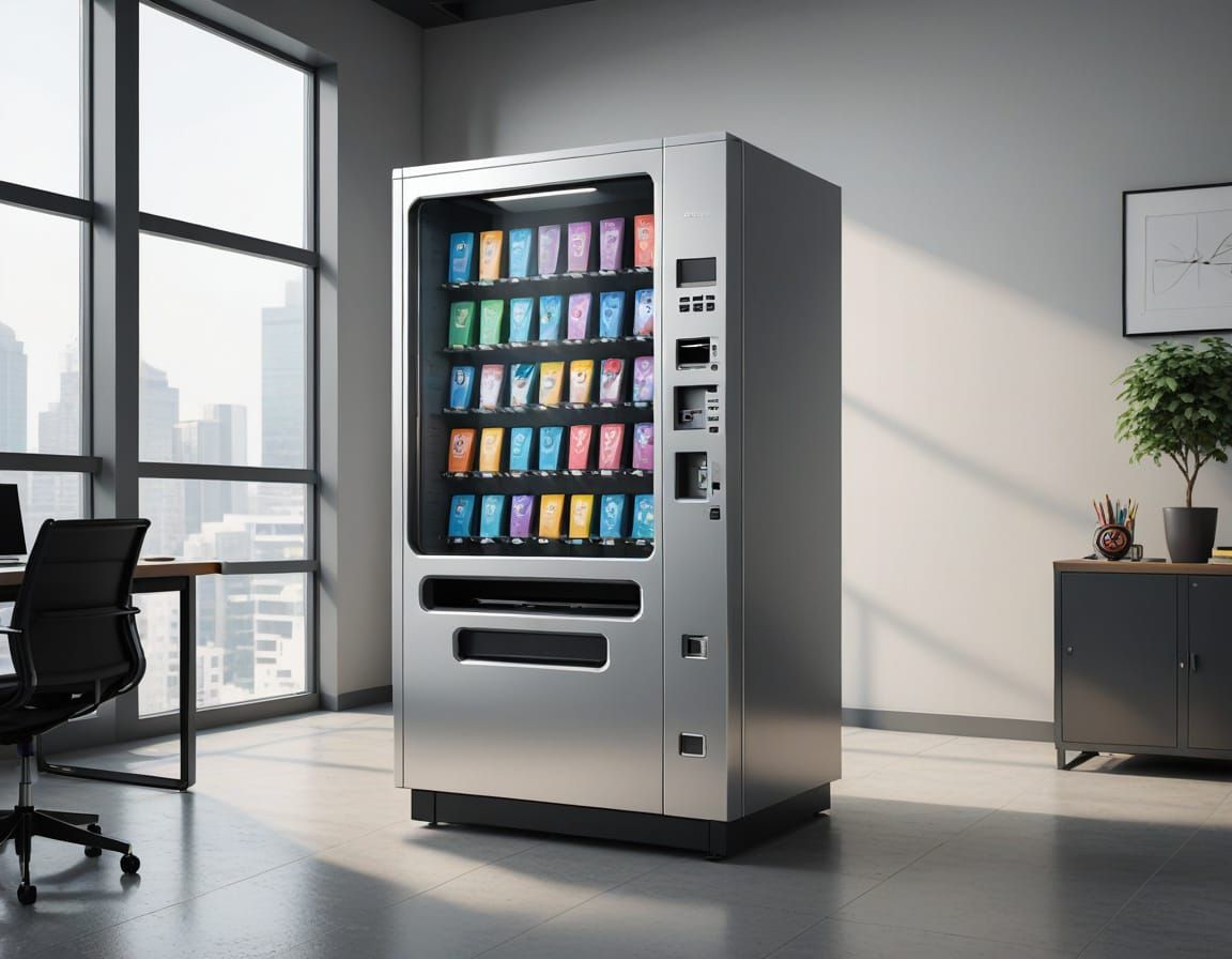 Office Supply Vending Machine in Minimalist 3D Style