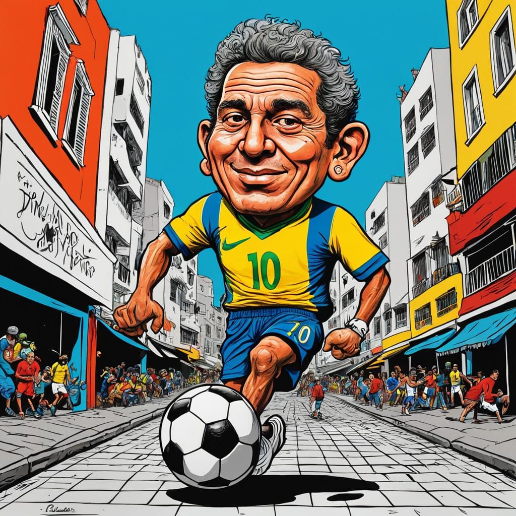 Exuberant Zico Caricature in Vibrant Carnival Style