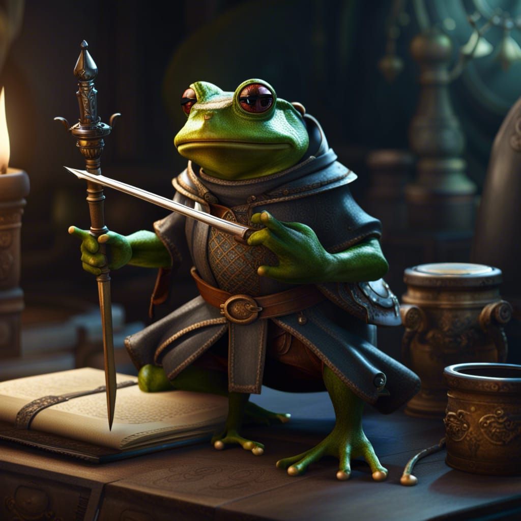 Frog Scribe with Rapier Fantasy Art