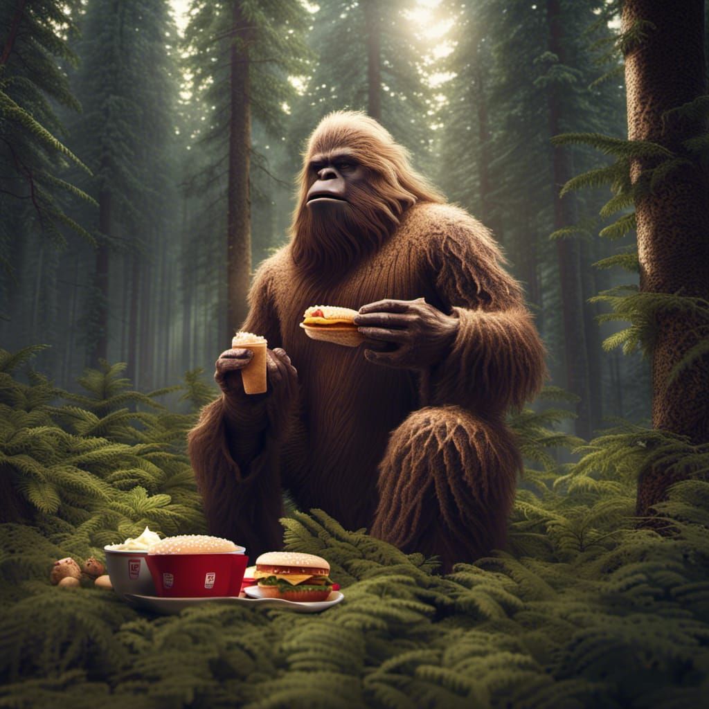 Sasquatch Enjoys Big Mac in Washington Forest