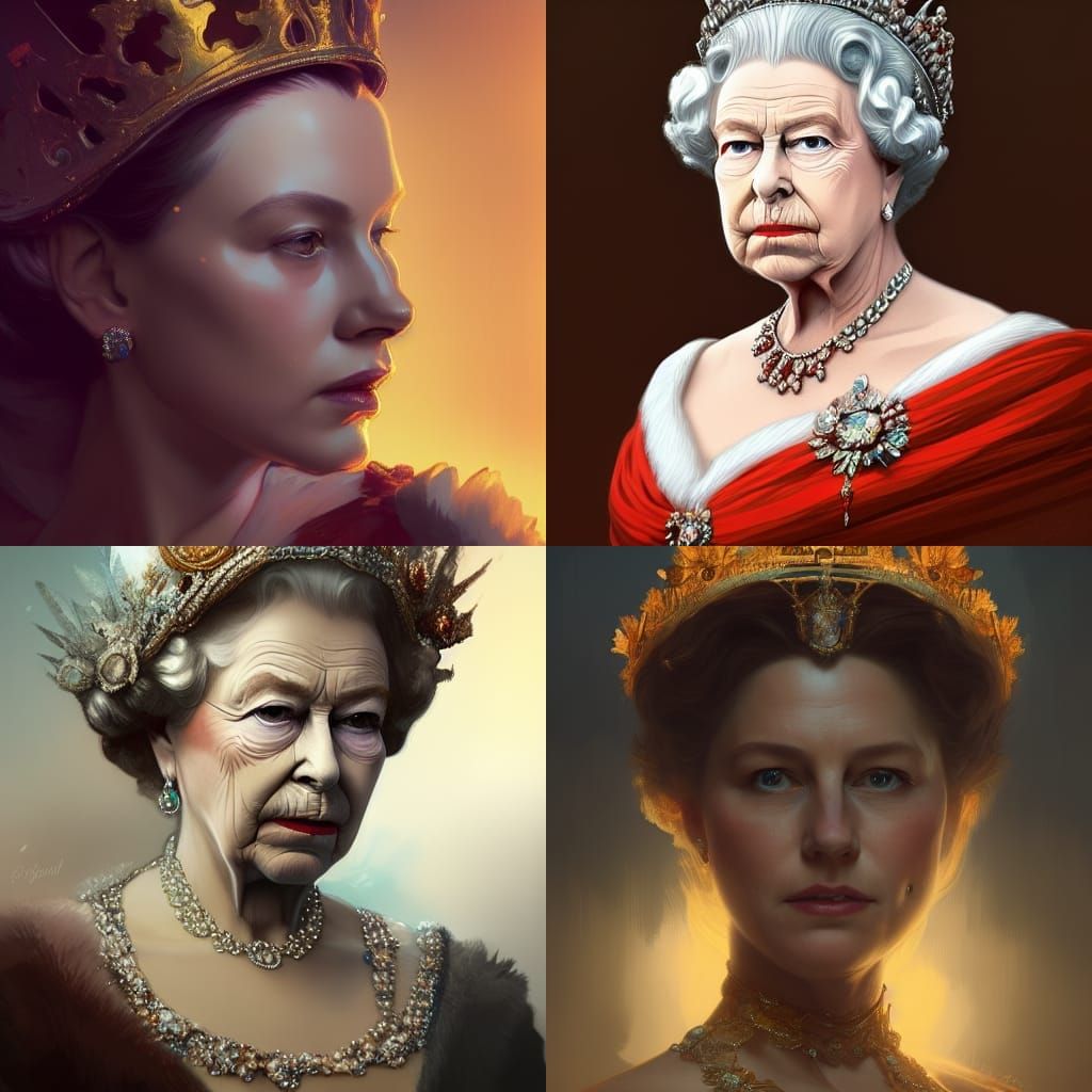 Queen Elizabeth Portrait in Hyperdetailed Style