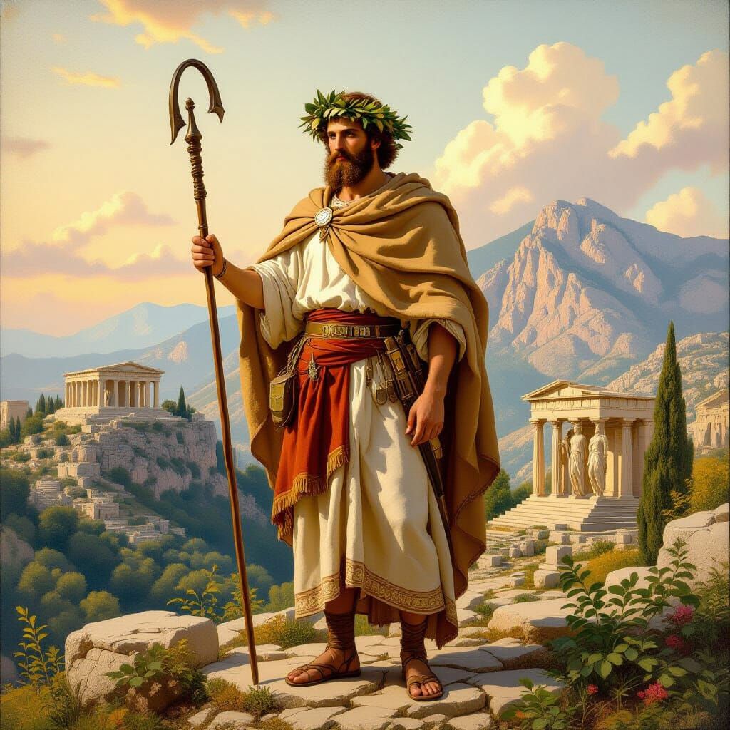 Greek Shepherd on Mount Olympus in Neoclassical Style