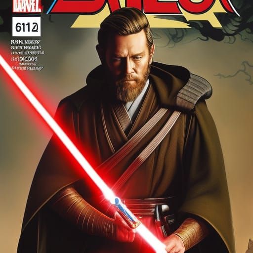 Young Obi-Wan Kenobi Portrait with Lightsaber