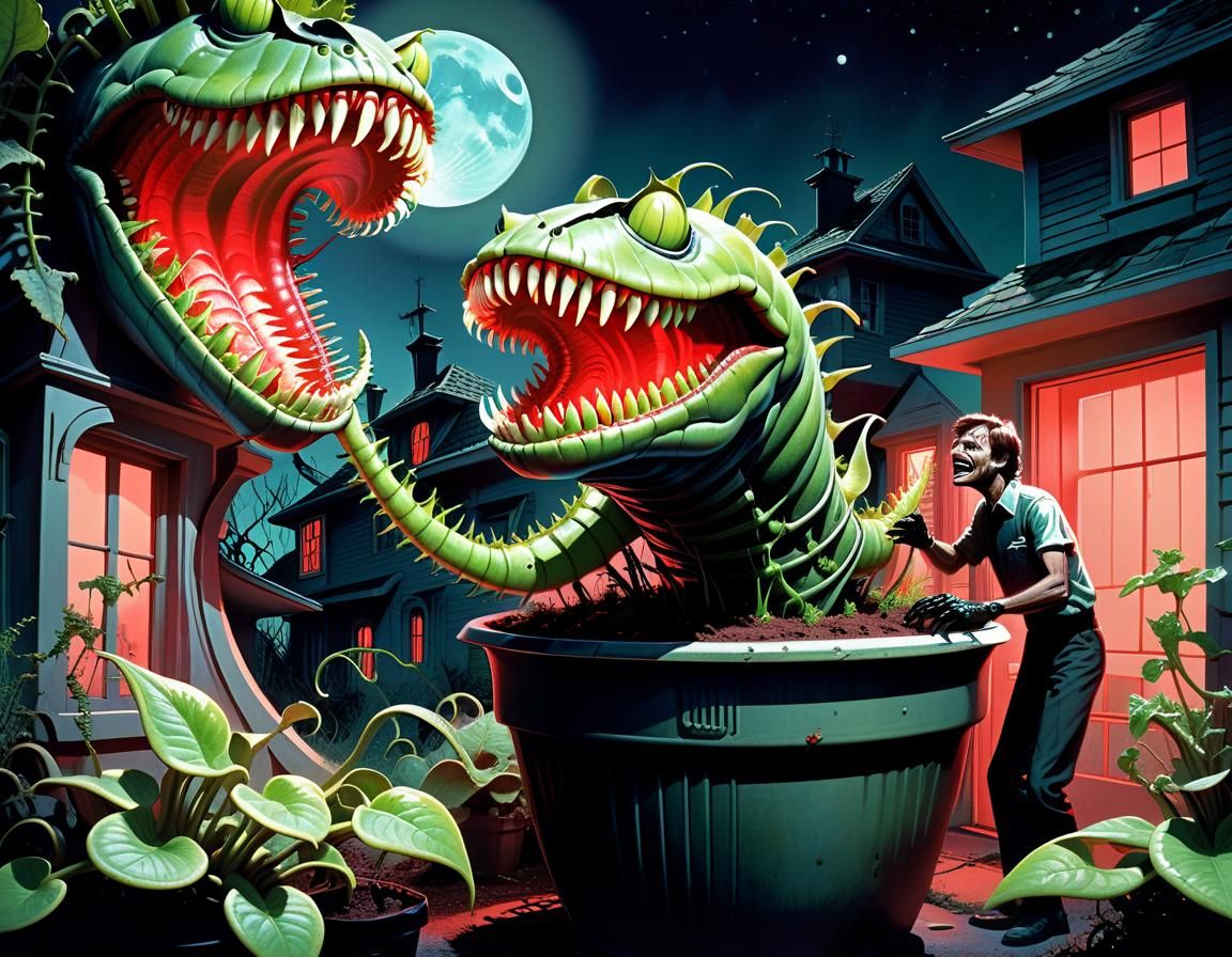 Sci-Fi Venus Flytrap in Retro-Futuristic Style