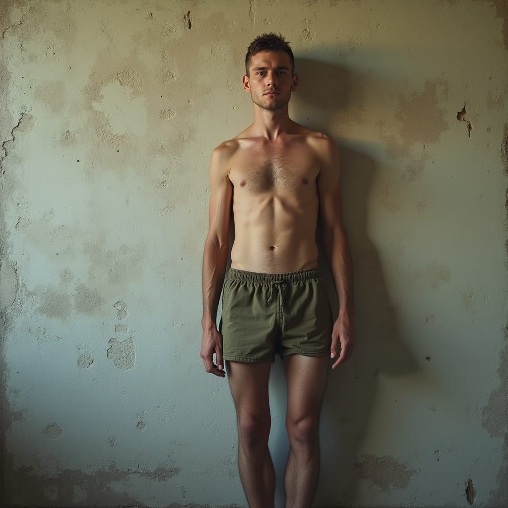 World War Two Soldier in Running Shorts, Professional Photog...