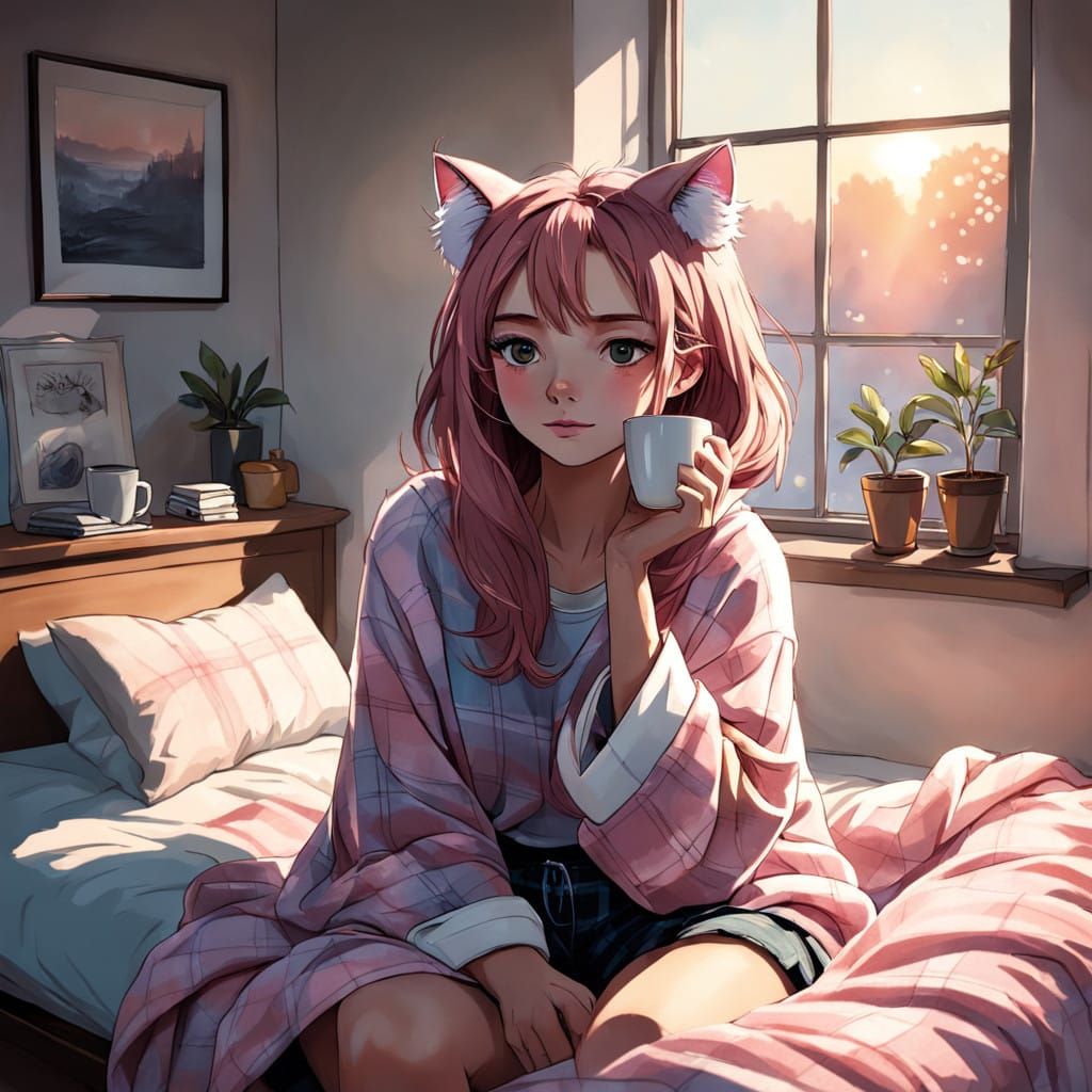 Relaxed Morning in Anime Style